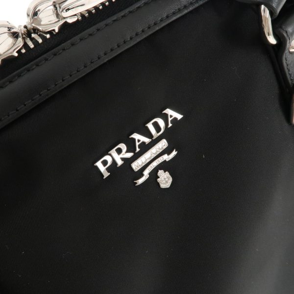 37444 2 8 Prada Nylon Leather 2way Handbag Shoulder Bag Black