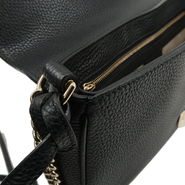 37490 8 6 Gucci Soho Leather Chain Shoulder Bag Black