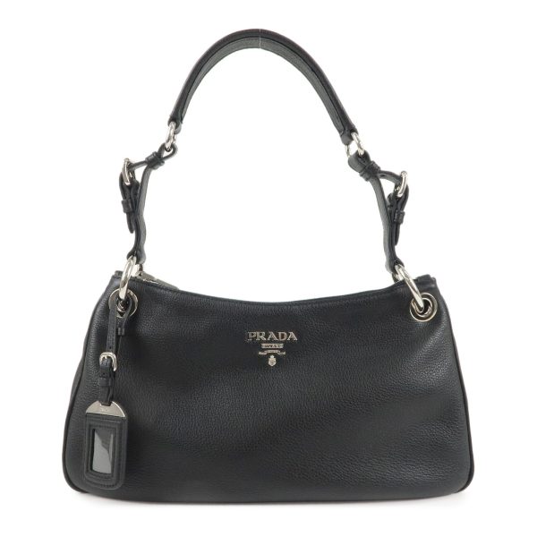 37563 11 1 Prada Vitello Phenix Leather Shoulder Bag Black