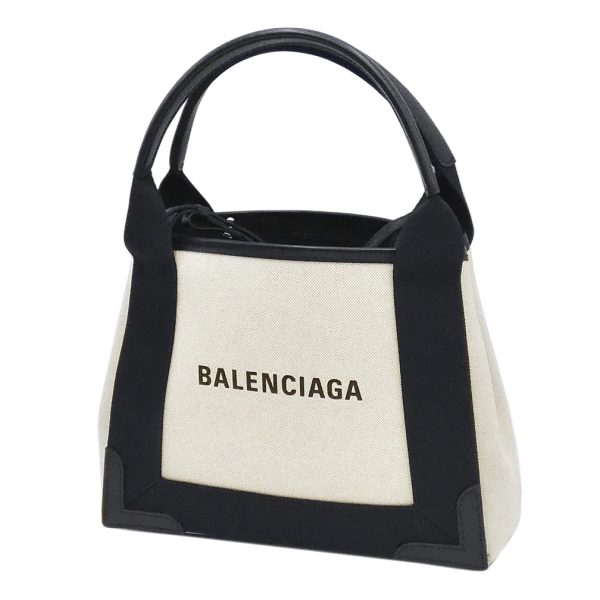 390346 9260 1 Balenciaga Navy XS Cabas 2way Tote Bag Light BeigeBlack