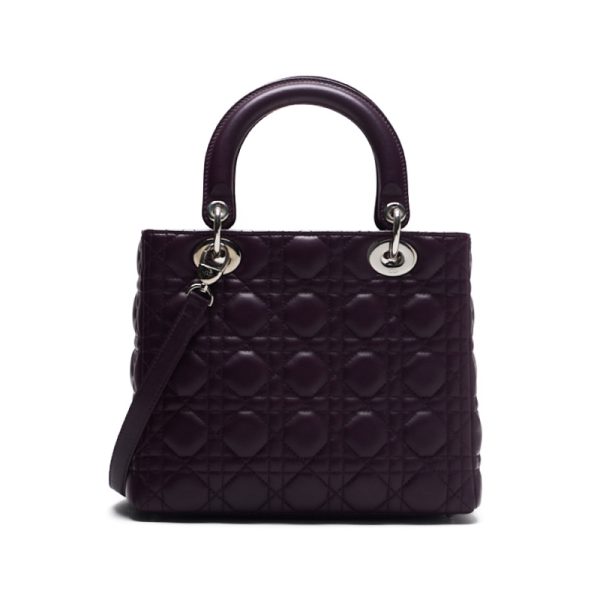 4 Dior Cannage Handbag Lambskin Purple