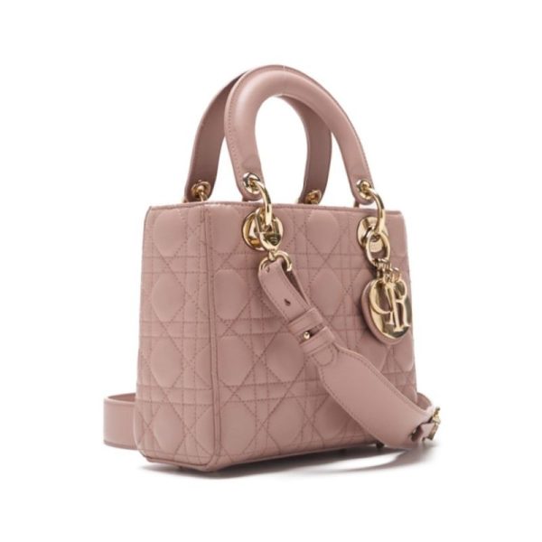 4 Dior Cannage Lambskin Handbag Pink Beige