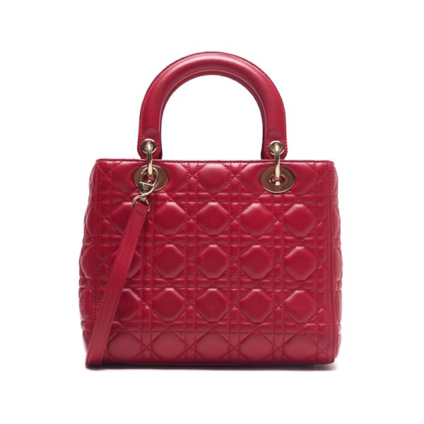 4 Dior Cannage Lambskin Handbag Red