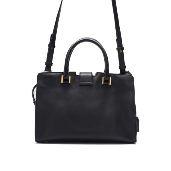 4 Saint Laurent Baby Cabas Leather Handbag Black