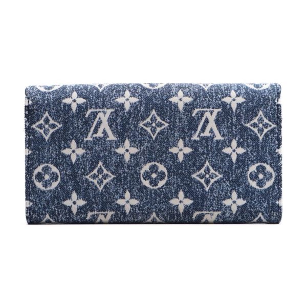 4 Louis Vuitton Portefeuille Sarah Monogram Denim Long Wallet Blue