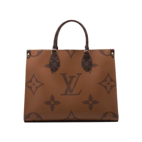 4 Louis Vuitton On The Go MM Monogram Giant Tote Bag Brown