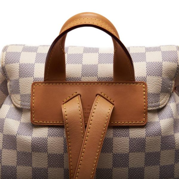 4 Louis Vuitton Damier Azur Slopen Leather Backpack Rucksack Brown