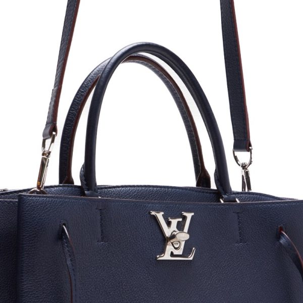 4 Louis Vuitton Lock Me Taurillon Leather Tote Bag NavyRed