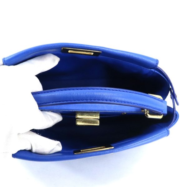 4 Fendi Peekaboo Small Nappa Leather Shoulder Bag Blue