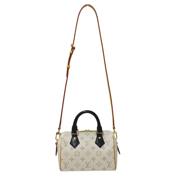 4 Louis Vuitton Speedy Bandouliere 20 Monogram Handbag White Beige