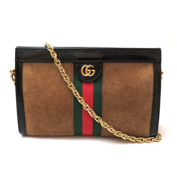 4 gu240518 2 Gucci Ophidia Shoulder Bag Suede AB Rank Brown