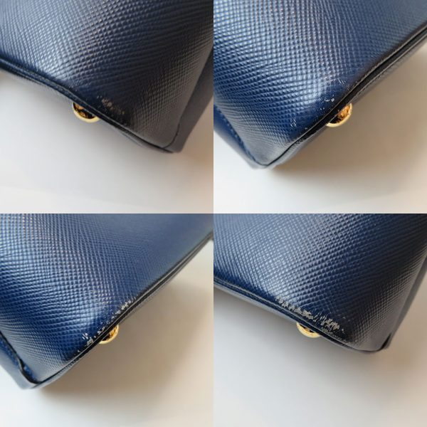 4 pr231125 1 05 Prada Panier Handbag Saffiano Leather Navy Gold Hardware