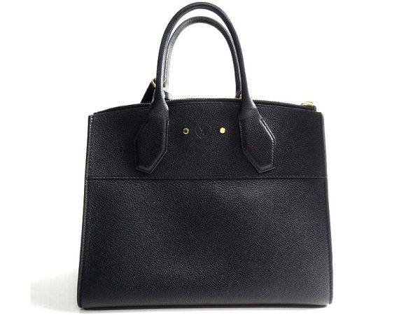 40422m06 2 Louis Vuitton City Steamer MM Grained Calf Leather 2way Handbag Shoulder Bag Noir