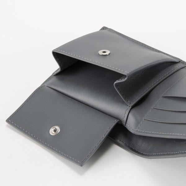 420220kma490003 3 Bottega Veneta Intrecciato Calf Leather Folding Wallet Gray