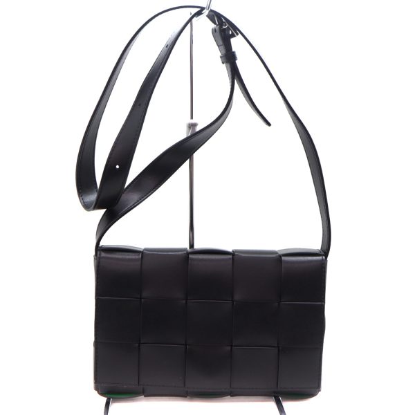 4306 1 Bottega Veneta Cassette Leather Shoulder Bag Black