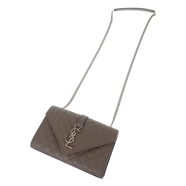 441961 03 Saint Laurent Envelop Small Shoulder Bag Gray