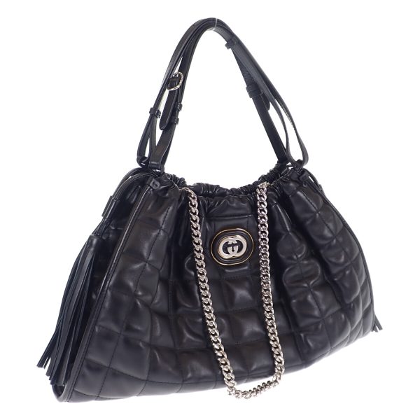 443028 01 Gucci Quilted Medium 2way Tote Shoulder Bag Black