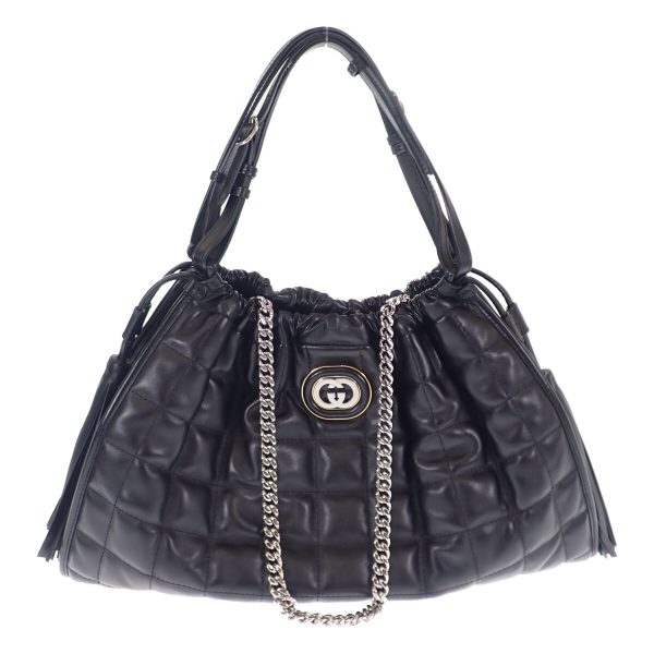 443028 02 Gucci Quilted Medium 2way Tote Shoulder Bag Black