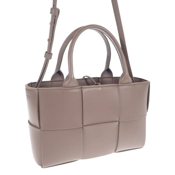 443721 01 Bottega Veneta Mini Arco 2way Tote Shoulder Bag Taupe Gray