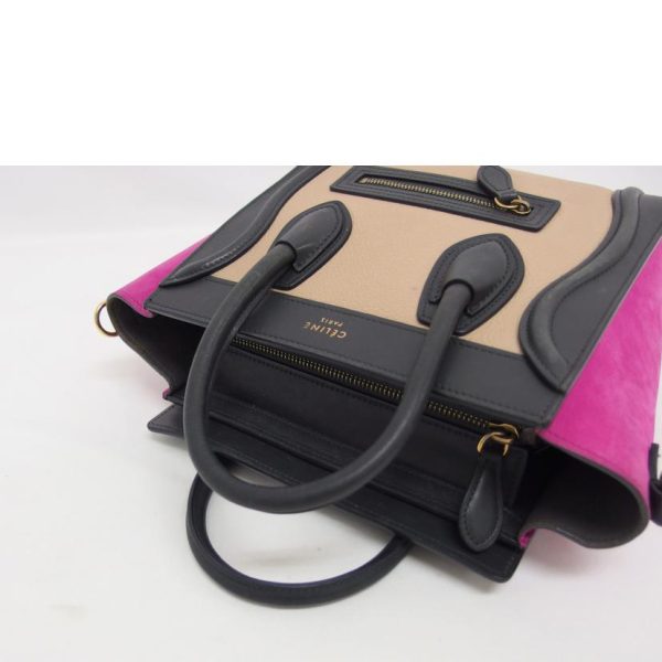 47309 4 Celine Nano Luggage Shopper 2 Way Shoulder Bag Tri Color