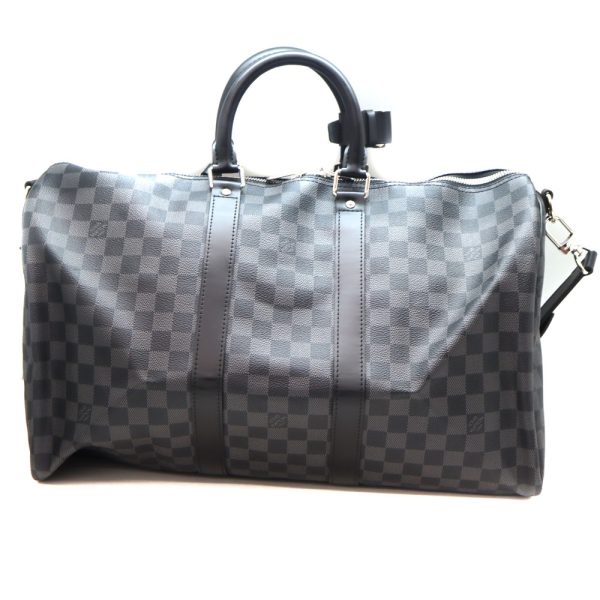 484 2 Louis Vuitton Keepall Bandouliere 45 Travel Bag Damier Graphite Black