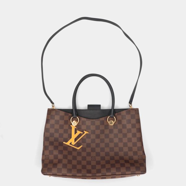 4l v16 00225 06 Louis Vuitton LV Riverside Shoulder Bag Damier Leather 2WAY Handbag Brown