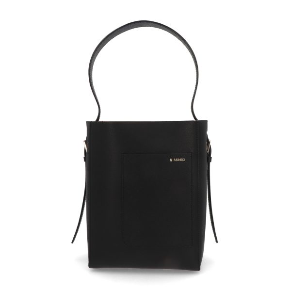 4vlx16 00007 01 Valextra Soft Calfskin Shoulder Bag Bucket Bag with Pouch Black