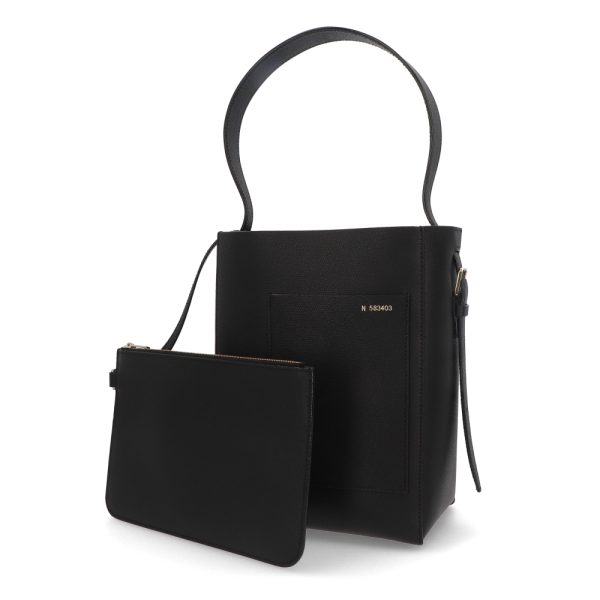 4vlx16 00007 04 Valextra Soft Calfskin Shoulder Bag Bucket Bag with Pouch Black