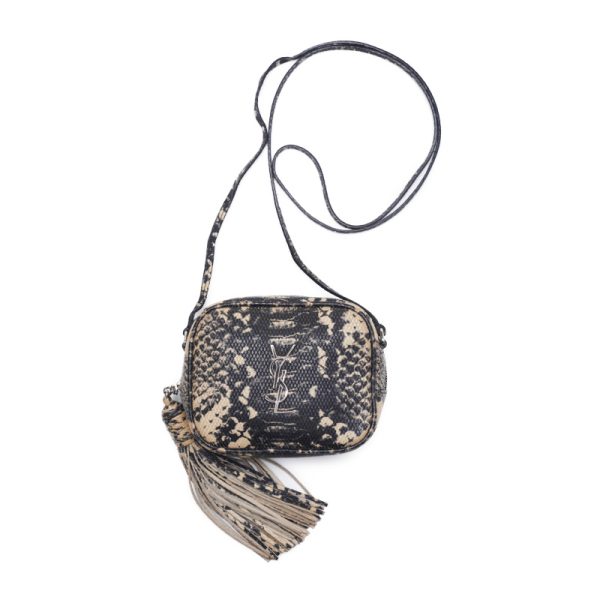 5 Saint Laurent Python print fringed Shoulder Bag Black Beige