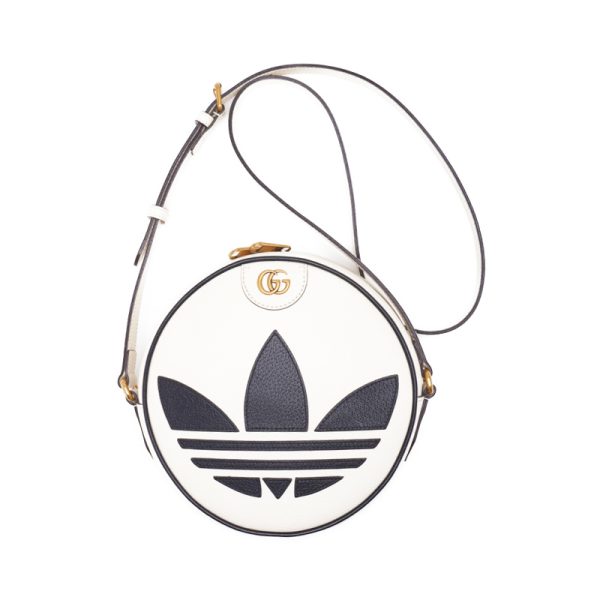 5 Gucci x Adidas GG Marmont Round Mini Leather Shoulder Bag White