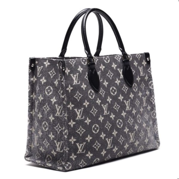 5 Louis Vuitton On The Go MM Jacquard Tote Bag Noir BlackWhite