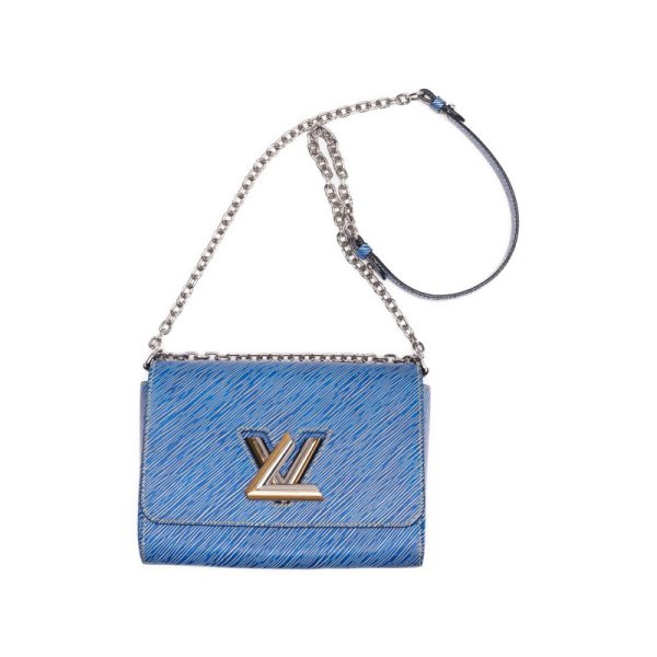 5 Louis Vuitton Twist MM Chain Epi Leather Shoulder Bag Denim Light