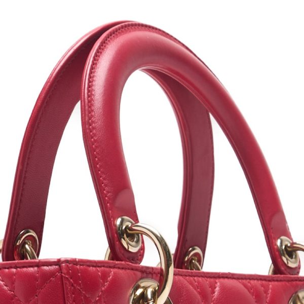 5 Dior Cannage Lambskin Handbag Red