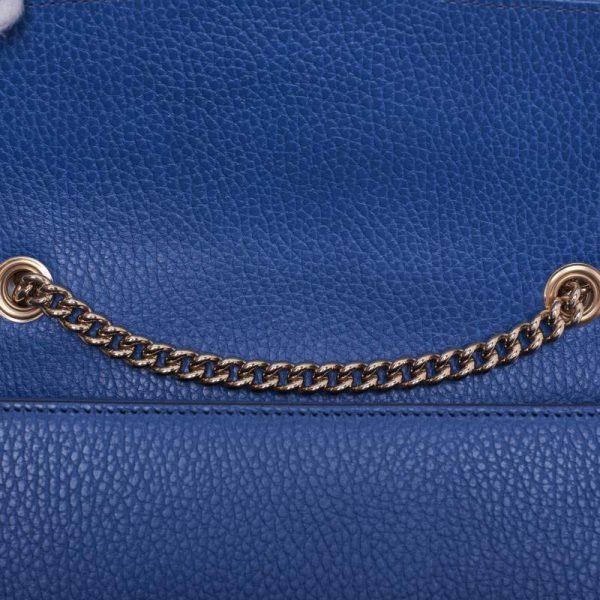 5 Gucci Interlocking Chain Leather Shoulder Bag Blue