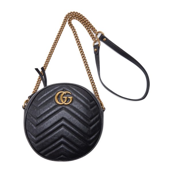 5 Gucci GG Marmont Chain Leather Shoulder Bag Black