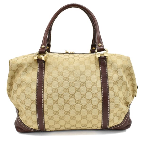 5000049884103237 3 Gucci Boston Bag GG Canvas Leather Beige Brown