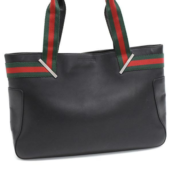 5000049884103717 1 Gucci Sherry Line Leather Tote Bag Black