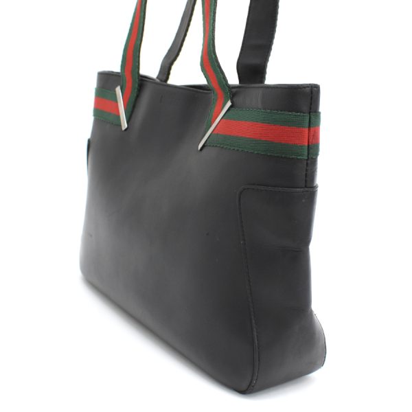 5000049884103717 2 Gucci Sherry Line Leather Tote Bag Black