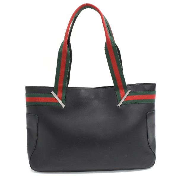 5000049884103717 3 Gucci Sherry Line Leather Tote Bag Black