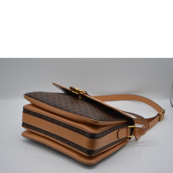 53350 3 Celine Macadam Leather Line Flap Shoulder Bag