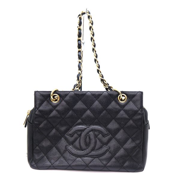 5610 1 Chanel Chain Tote Bag Leather Gold Metal Fittings Black