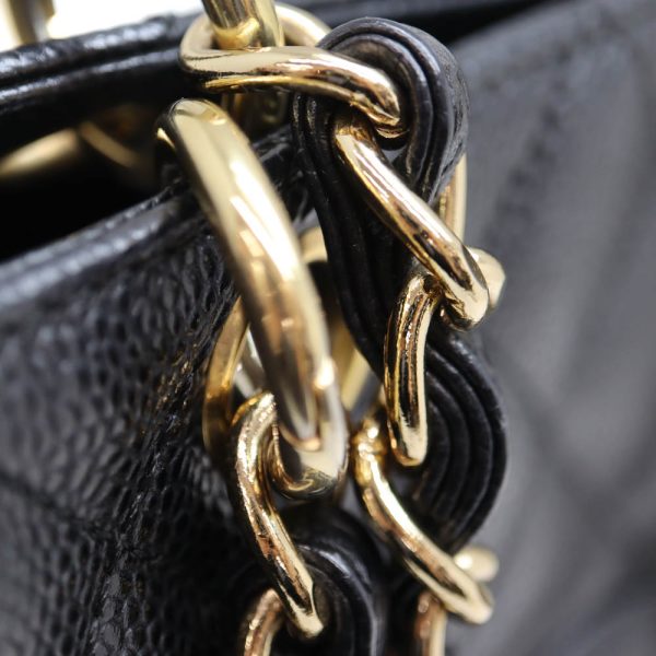 5610 8 Chanel Chain Tote Bag Leather Gold Metal Fittings Black
