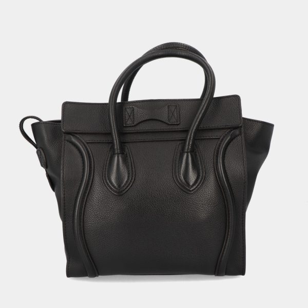 5cel16 00017 04 Celine Luggage Micro Shopper Tote Bag Leather Handbag Black