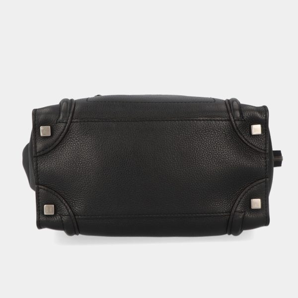 5cel16 00017 05 Celine Luggage Micro Shopper Tote Bag Leather Handbag Black
