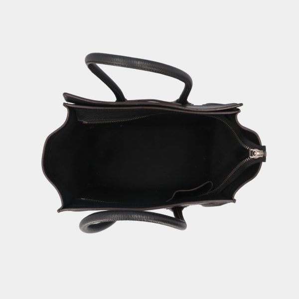 5cel16 00017 07 Celine Luggage Micro Shopper Tote Bag Leather Handbag Black