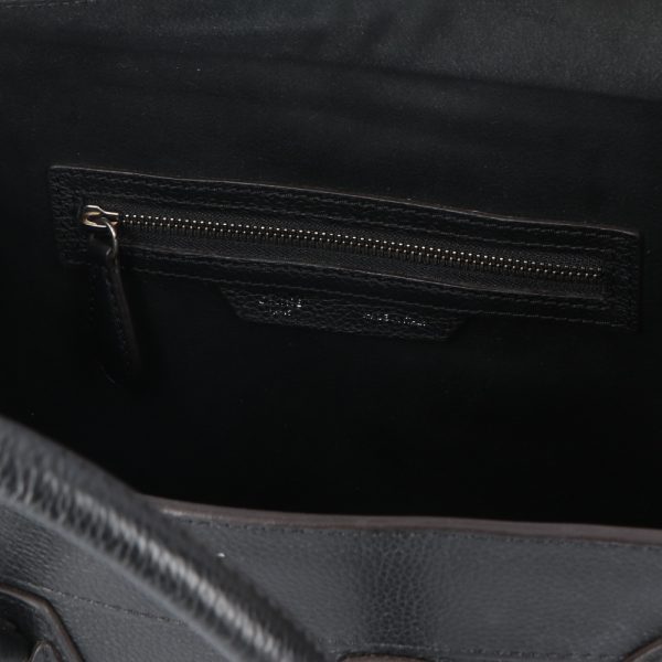 5cel16 00017 08 Celine Luggage Micro Shopper Tote Bag Leather Handbag Black