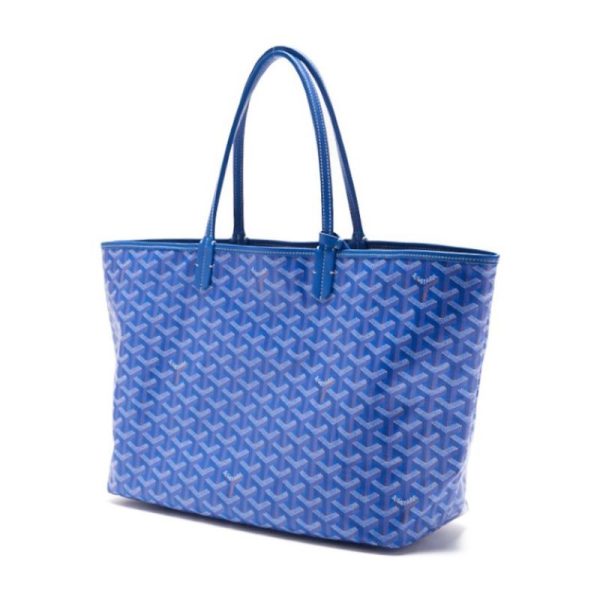 5rg4oymxprev3 2 Goyard Saint Louis Pm Coated Canvas Tote Bag Blue