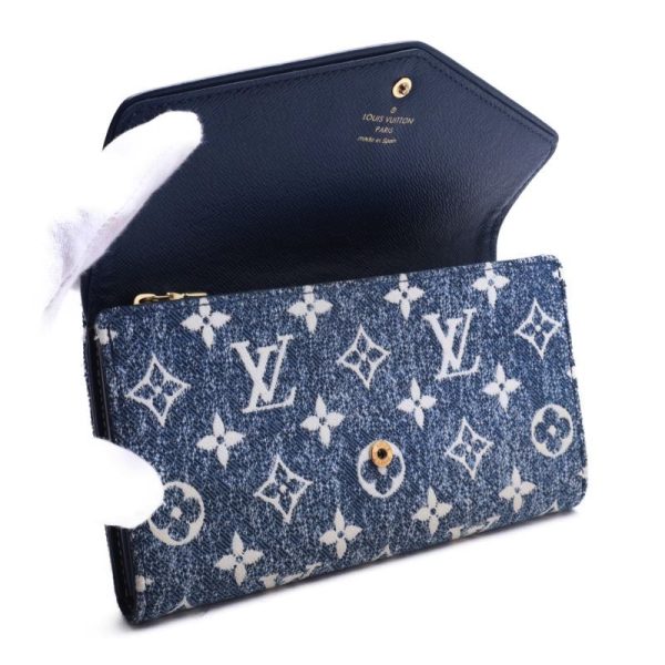 6 Louis Vuitton Portefeuille Sarah Monogram Denim Long Wallet Blue