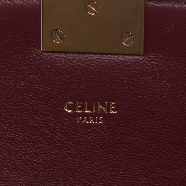 6 Celine Small C Mark Push Lock Chain Calf Leather Shoulder Red