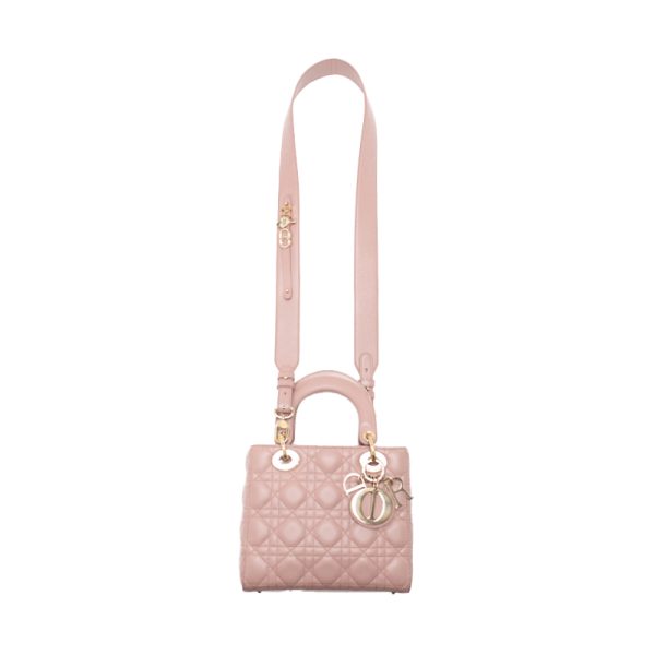 6 Dior Cannage Lambskin Handbag Pink Beige